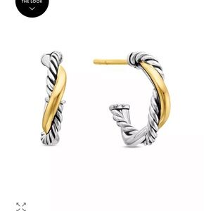David Yurman petite infinity hoop earrings in 14k gold and sterling silver